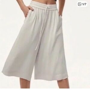 Babaton Women’s Luiz Light Gray Cropped Pants Wide Leg Gaucho Size M